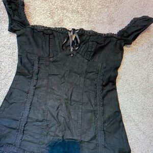 Elegant Black Lace Trim Women's Top